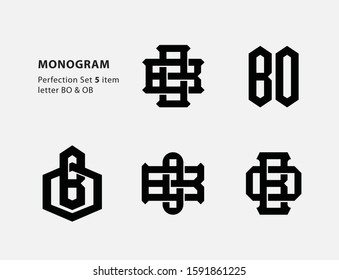 monogram collection letter BO or OB black on white background for clothing, apparel, sport, company