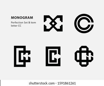 monogram collection letter CC black on white background for clothing, apparel, sport, company