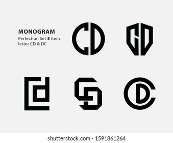 monogram collection letter CD or DC black on white background for clothing, apparel, sport, company
