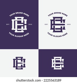 Monogram collection letter CE or EC with interlock style good for brand, clothing, apparel, streetwear, baseball, basketball, football and etc
