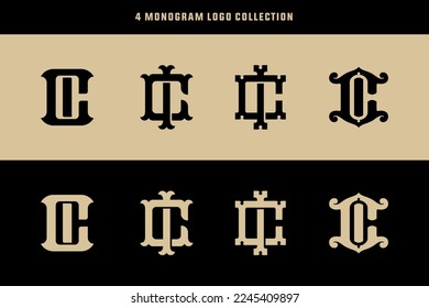 Monogram collection letter CI or IC with interlock, modern, vintage, classic style good for brand, clothing, apparel, streetwear, baseball, basketball, football and etc