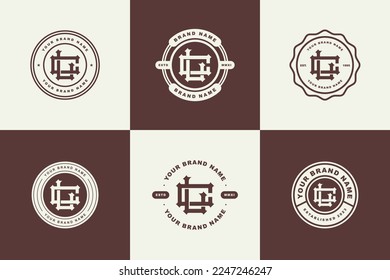 Monogram collection letter CL or LC with interlock style, badge design for brand, clothing, apparel, streetwear, baseball, basketball, football and etc