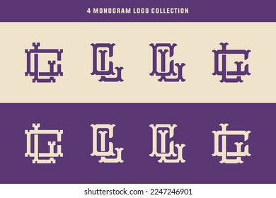 Monogram collection letter CL or LC with interlock, vintage, classic style good for brand, clothing, apparel, streetwear, baseball, basketball, football and etc