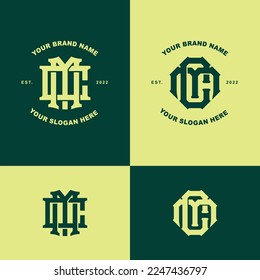 Letra monograma CM o MC con estilo de interconexión buena para marca, ropa, ropa, ropa, ropa de calle, béisbol, baloncesto, fútbol, etc
