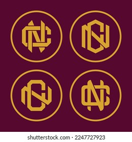 Monogram collection letter CN or NC with interlock, modern, classic style good for brand, clothing, apparel, streetwear, baseball, basketball, football and etc