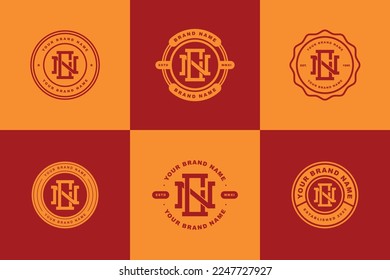Carta de colección de monograma CN o NC con estilo de interconexión, diseño de placa para marca, ropa, ropa, ropa de calle, béisbol, baloncesto, fútbol, etc