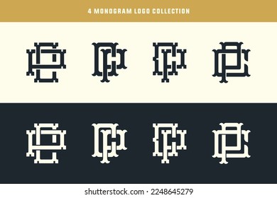 Monogram collection letter CP or PC with interlock, vintage, classic style good for brand, clothing, apparel, streetwear, baseball, basketball, football and etc