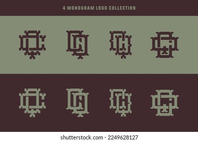 Monogram collection letter CQ or QC with interlock, vintage, classic style good for brand, clothing, apparel, streetwear, baseball, basketball, football and etc