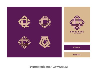 Monogram collection letter CQ or QC with interlock, modern style good for brand, clothing, apparel, streetwear, baseball, basketball, football and etc