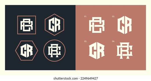 Monogram collection letter CR or RC with interlock, modern style good for brand, clothing, apparel, streetwear, baseball, basketball, football and etc