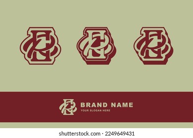 Carta de colección Monograma CR o RC con interbloqueo, estilo moderno bueno para marca, ropa, ropa, ropa, ropa de calle, béisbol, baloncesto, fútbol, etc