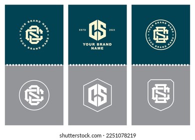 Monogram collection letter CS or SC with interlock, modern style, badge design for brand, clothing, apparel, streetwear, baseball, basketball, football and etc
