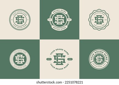 Monogram collection letter CS or SC with interlock style, badge design for brand, clothing, apparel, streetwear, baseball, basketball, football and etc