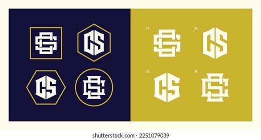 Monogram collection letter CS or SC with interlock, modern style good for brand, clothing, apparel, streetwear, baseball, basketball, football and etc
