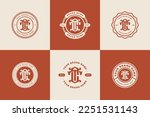 Monogram collection letter CT or TC with interlock, vintage, classic style, badge design for brand, clothing, apparel, streetwear, baseball, basketball, football and etc