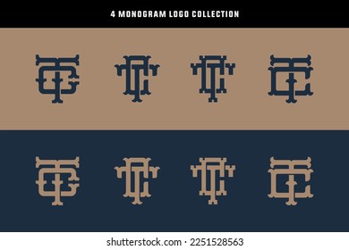 Monogram collection letter CT or TC with interlock, vintage, classic style good for brand, clothing, apparel, streetwear, baseball, basketball, football and etc