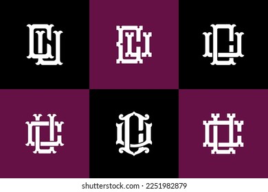 Monogram collection letter CU or UC with interlock, vintage, classic style good for brand, clothing, apparel, streetwear, baseball, basketball, football and etc