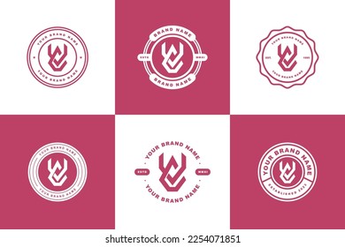 Monogram collection letter CV or VC with interlock style, badge design for brand, clothing, apparel, streetwear, baseball, basketball, football and etc