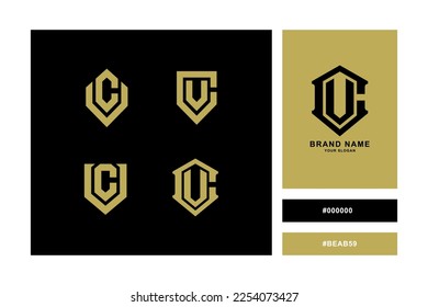 Carta de colección de monograma CV o VC con estilo de enclavamiento bueno para marca, ropa, ropa, ropa de calle, béisbol, baloncesto, fútbol, etc