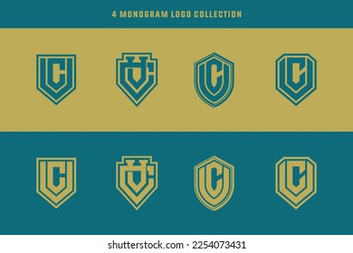 Monogram Collection Letter CV oder VC mit Interlock-Stil, gut für Marke, Kleidung, Kleidung, Straßenbekleidung, Baseball, Basketball, Fußball usw.