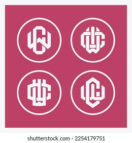 Monogram collection letter CW or WC with interlock style good for brand, clothing, apparel, streetwear, baseball, basketball, football and etc
