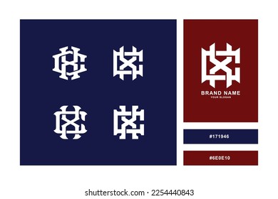 Monogram collection letter CX or XC with interlock style good for brand, clothing, apparel, streetwear, baseball, basketball, football and etc