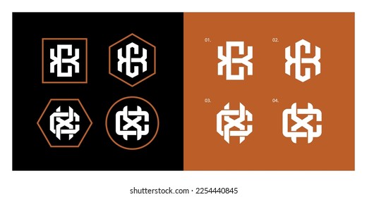 Monogram-Sammelbrief CX oder XC mit Interlock-Stil, gut für Marke, Kleidung, Bekleidung, Straßenbekleidung, Baseball, Basketball, Fußball usw.