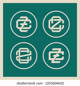 Monogram collection letter CZ or ZC with interlock style good for brand, clothing, apparel, streetwear, baseball, basketball, football and etc