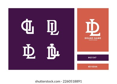 Monogram collection letter DL or LD with interlock style good for brand, clothing, apparel, streetwear, baseball, basketball, football and etc