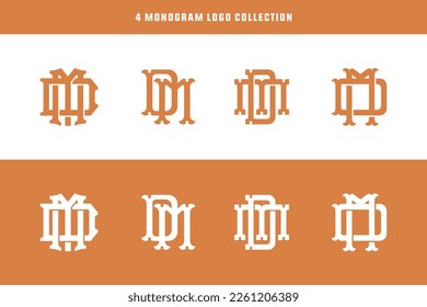 Monogram collection letter DM or MD with interlock, vintage, classic style good for brand, clothing, apparel, streetwear, baseball, basketball, football and etc