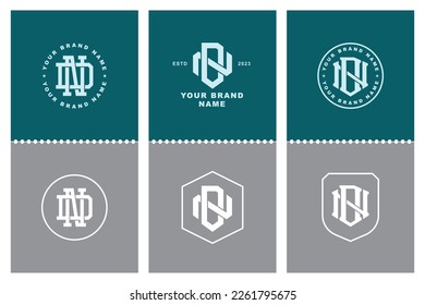 Monogram collection letter DN or ND with interlock style, badge design for brand, clothing, apparel, streetwear, baseball, basketball, football and etc
