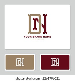 Monogram collection letter DN or ND with interlock, vintage, classic style good for brand, clothing, apparel, streetwear, baseball, basketball, football and etc