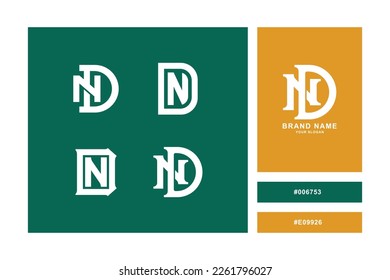 Monogram collection letter DN or ND with interlock, modern style good for brand, clothing, apparel, streetwear, baseball, basketball, football and etc