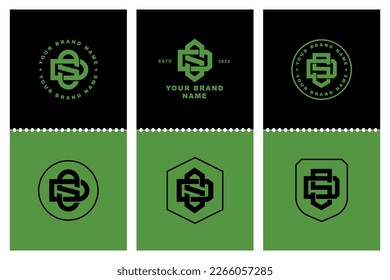 Monogram collection letter DS or SD with interlock style, badge design for brand, clothing, apparel, streetwear, baseball, basketball, football and etc