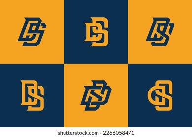 Monogram collection letter DS or SD with interlock style good for brand, clothing, apparel, streetwear, baseball, basketball, football and etc