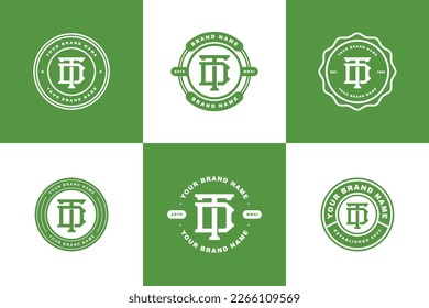 Monogram collection letter DT or TD with interlock style, badge design for brand, clothing, apparel, streetwear, baseball, basketball, football and etc