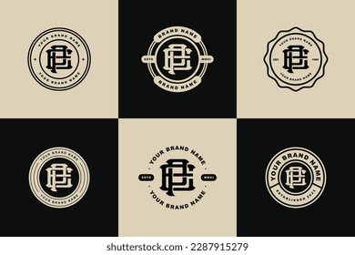 Monogram collection letter EP or PE with interlock style, badge design for brand, clothing, apparel, streetwear, baseball, basketball, football and etc