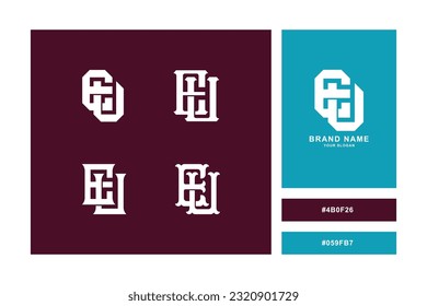 Monogram collection letter EU or UE with interlock style good for brand, clothing, apparel, streetwear, baseball, basketball, football and etc