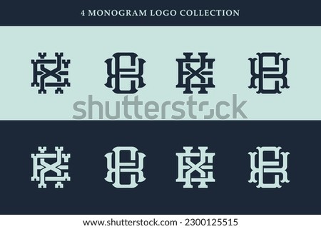 Monogram collection letter EX or XE with interlock, vintage, classic style good for brand, clothing, apparel, streetwear, baseball, basketball, football and etc