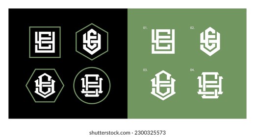 Monogram collection letter EY or YE with interlock style good for brand, clothing, apparel, streetwear, baseball, basketball, football and etc