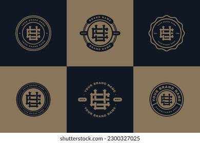 Monogram collection letter EY or YE with interlock, vintage, classic style, badge design for brand, clothing, apparel, streetwear, baseball, basketball, football and etc