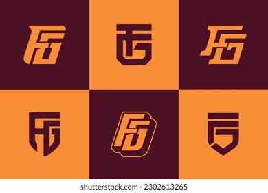 Carta de colección de monograma FG o GF con enclavamiento, estilo moderno bueno para marca, ropa, ropa, ropa, ropa de calle, béisbol, baloncesto, fútbol, etc