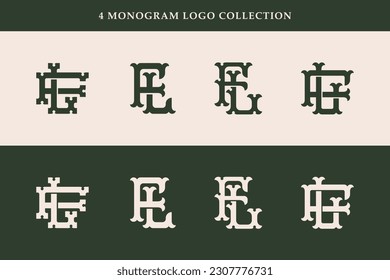 Monogram collection letter FL or LF with interlock, vintage, classic  style good for brand, clothing, apparel, streetwear, baseball, basketball, football and etc