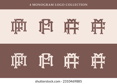 Monogram collection letter FM or MF with interlock, vintage, classic style good for brand, clothing, apparel, streetwear, baseball, basketball, football and etc
