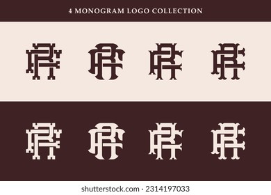 Monogram collection letter FR or RF with interlock, vintage, classic style good for brand, clothing, apparel, streetwear, baseball, basketball, football and etc