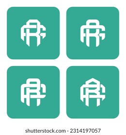 Monogram-Sammelbrief FR oder RF mit Interlock-Stil, gut für Marke, Kleidung, Kleidung, Straßenbekleidung, Baseball, Basketball, Fußball usw.