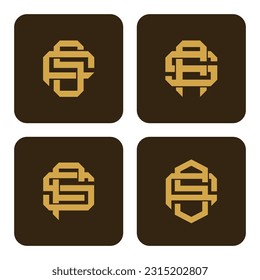 Carta de colección de monograma FS o SF con estilo de interconexión buena para marca, ropa, ropa, ropa, ropa de calle, béisbol, baloncesto, fútbol, etc