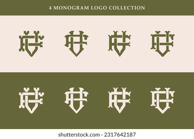 Monogram collection letter FV or VF with interlock, vintage, classic style good for brand, clothing, apparel, streetwear, baseball, basketball, football and etc
