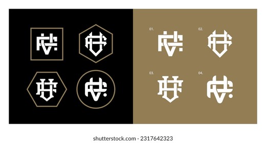 Monogram collection letter FV or VF with interlock style good for brand, clothing, apparel, streetwear, baseball, basketball, football and etc