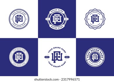 Carta de colección de monograma FW o WF con estilo de enclavamiento, diseño de insignias para marca, ropa, ropa, ropa de calle, béisbol, baloncesto, fútbol, etc